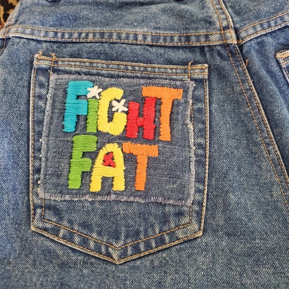 LIZ WEAR Blue Jeans Size 10 "Fight Fat" - Picture 7 of 9